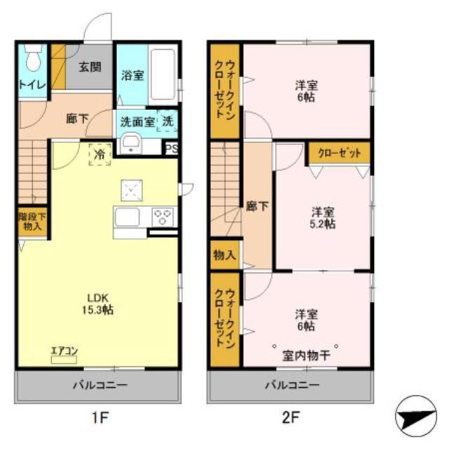 サンポワール(3LDK/1階)の間取り写真