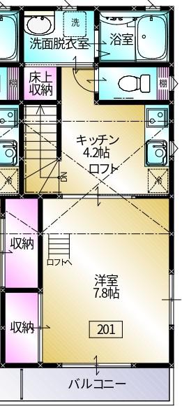 サクラアベニュー(ワンルーム/2階)の間取り写真