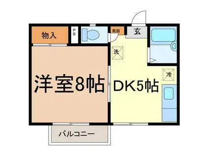 竹下コーポ2(1DK/1階)の間取り写真