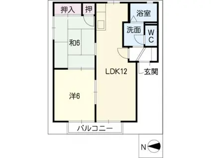 フォーレスみとの B棟(2LDK/2階)の間取り写真