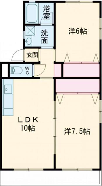 ベルモック(2LDK/1階)の間取り写真