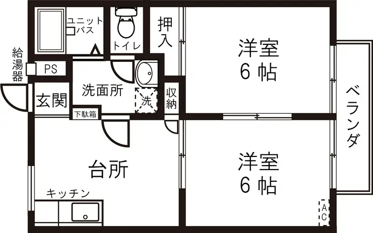 パピヨン中原 2階階 間取り