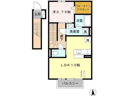 ヴィラパティオII(1LDK/2階)の間取り写真