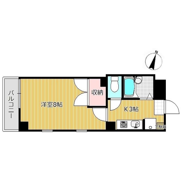 フレクション新清水(1K/2階)の間取り写真