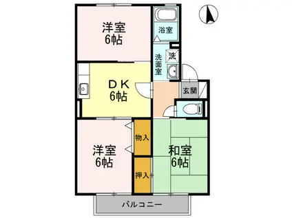 ソシアコズエ(2LDK/2階)の間取り写真