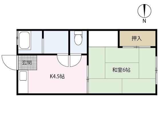 コーポ太陽II(1K/2階)の間取り写真