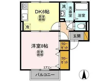 カーサときわ B(1DK/1階)の間取り写真
