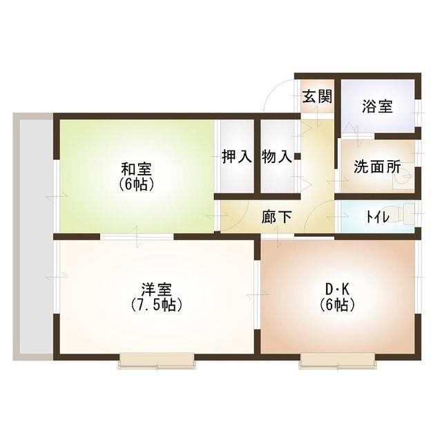 ヴィラージュ・ベンA(2DK/2階)の間取り写真