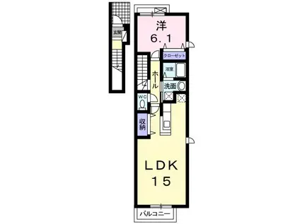 レインボーKY(1LDK/2階)の間取り写真