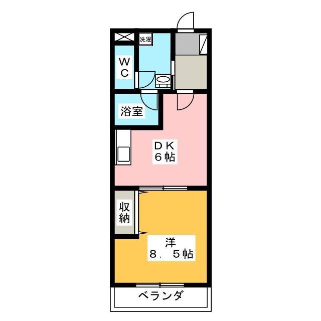 ヴィブレ宮脇(1DK/2階)の間取り写真