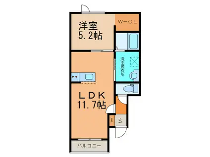 PIATTOV(1LDK/3階)の間取り写真