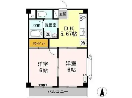 サンエイトマンション(2DK/1階)の間取り写真