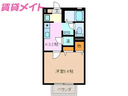 アルカンシェル(1K/2階)の間取り写真