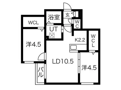 ブランシャール桑園STATION(2LDK/2階)の間取り写真