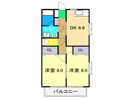 サンハイツ南久万(2DK/2階)の間取り写真