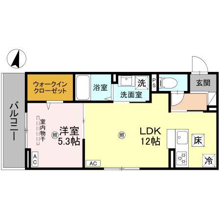 ボヌールメゾンKASUGAII(1LDK/1階)の間取り写真