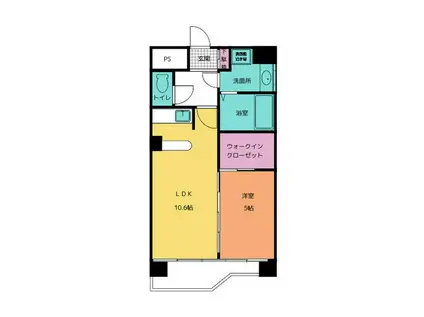 ティアラ川村(1LDK/6階)の間取り写真