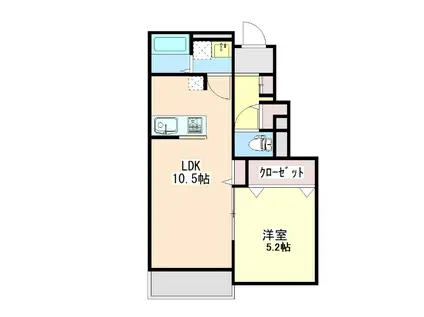 VILLA KAKIHI 宮ノ上B(1LDK/1階)の間取り写真