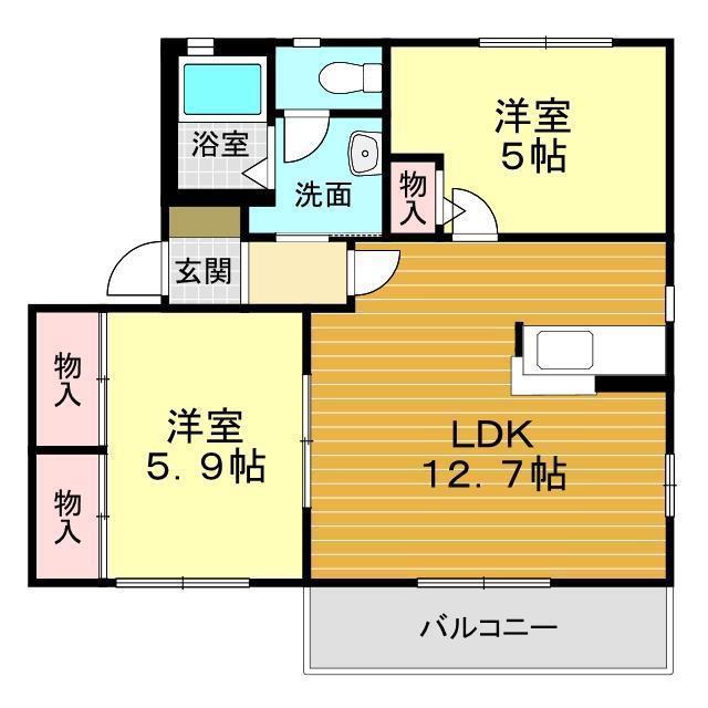メゾンレディバード A棟(2LDK/2階)の間取り写真