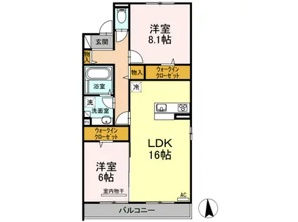 ブレインーゾーンII(2LDK/3階)の間取り写真