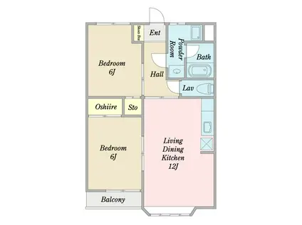 グランデール北上3号棟(2LDK/1階)の間取り写真