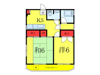 東武東上線 ときわ台駅(東京) 徒歩7分 4階建 築49年(2K/3階)の間取り写真