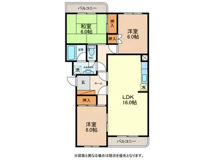 メゾンドレコール(3LDK/3階)の間取り写真