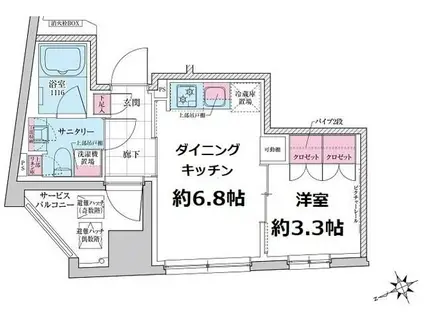 ステラメゾン三軒茶屋(1DK/2階)の間取り写真