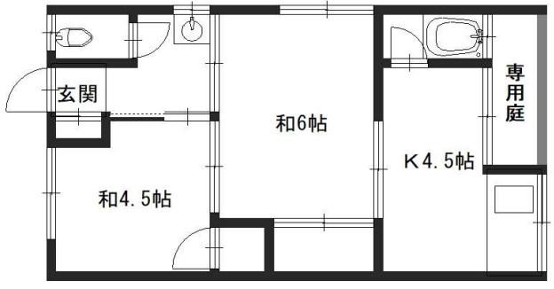 高芝荘(2K/1階)の間取り写真