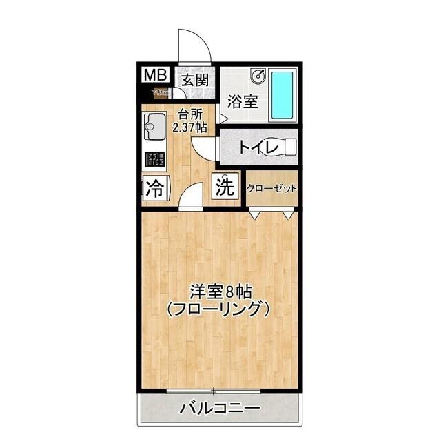コンシェルジュB棟(1K/1階)の間取り写真