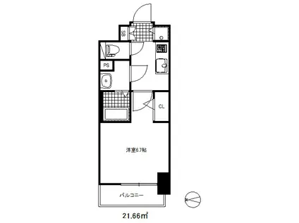アドバンス神戸マーレ(1K/4階)の間取り写真