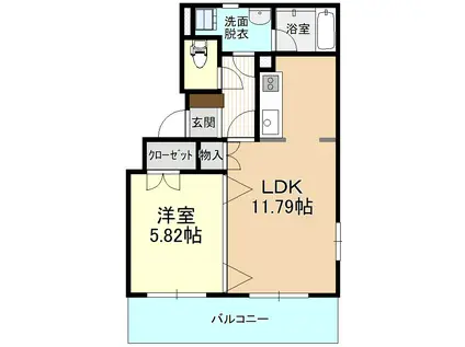 ドリームタウン三和B(1LDK/2階)の間取り写真