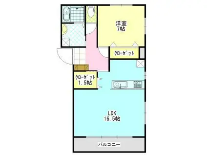 ブライト西新涯(1LDK/1階)の間取り写真