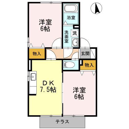 グリーンエクセル(2DK/1階)の間取り写真