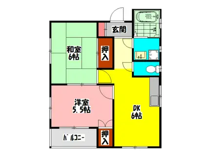 シャルムハイツ(2DK/1階)の間取り写真