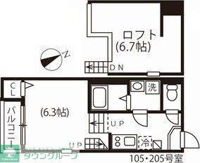 ハーモニーテラス川名町II(1K/1階)の間取り写真