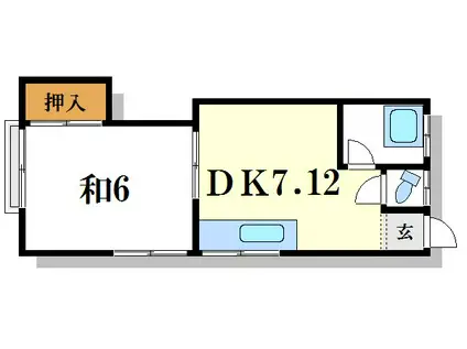 コーポ岸(1DK/1階)の間取り写真