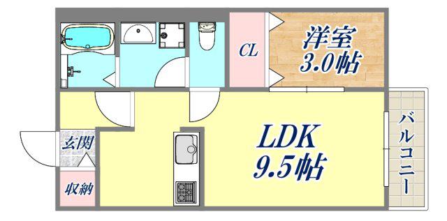 シェモア(1LDK/2階)の間取り写真