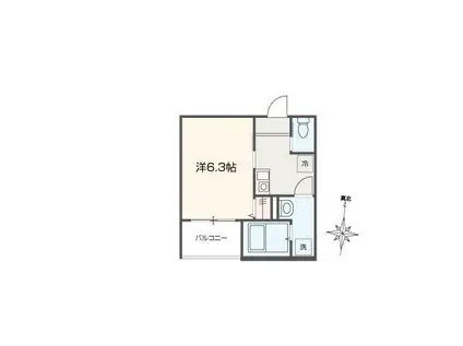 MELLAS元加治(1K/1階)の間取り写真