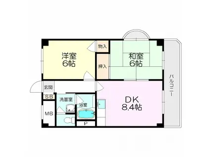 カーサミソノ(2DK/2階)の間取り写真