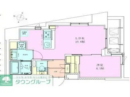 恵比寿レジデンス参番館(1LDK/9階)の間取り写真