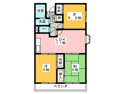 プルミエールパレ(3LDK/1階)の間取り写真