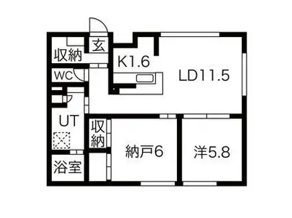 ディア麻生(2SLDK/1階)の間取り写真