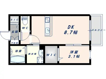 ラヴィ・クレール(1DK/2階)の間取り写真