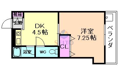 コーポ大槻(1DK/3階)の間取り写真