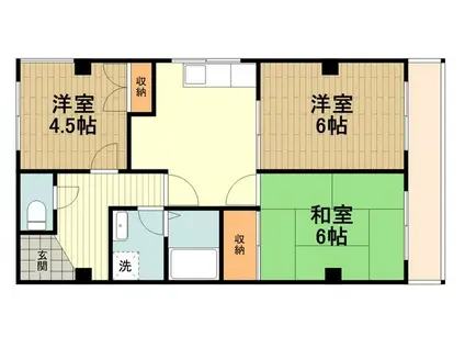 レヂデンス馬場(3DK/2階)の間取り写真