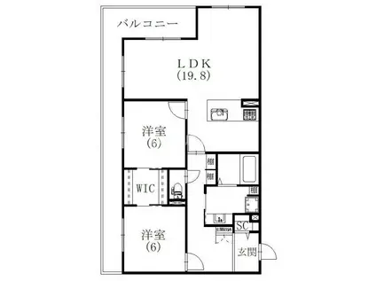 D.P. パークヒルズ(2LDK/3階)の間取り写真