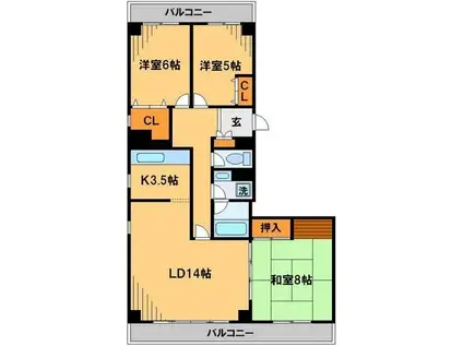 シティハイム蘇我(3LDK/5階)の間取り写真