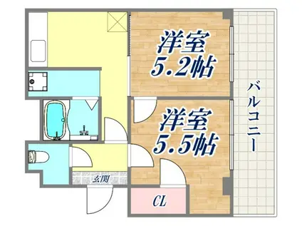 リーガルハウス板宿(2K/3階)の間取り写真