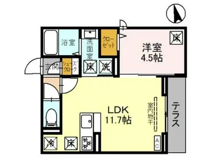 トリシア浦和(1LDK/1階)の間取り写真